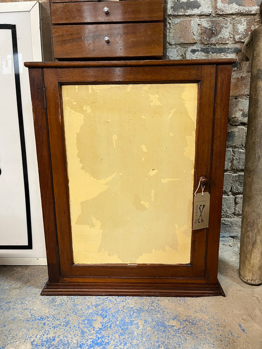 Vintage Wooden Cupboard with Yellow Panels