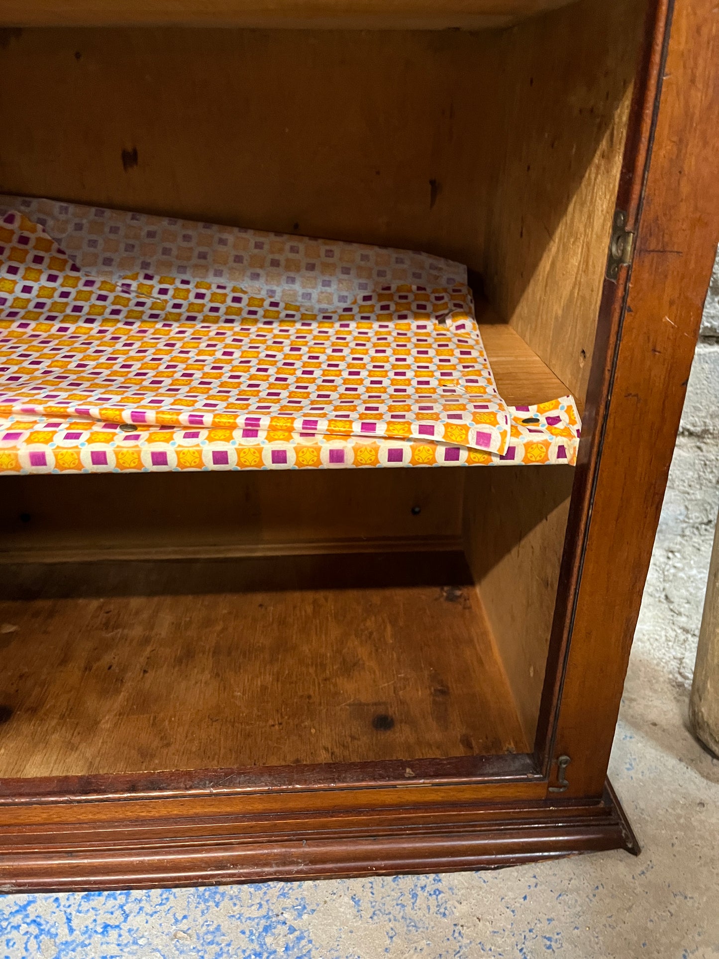 Vintage Wooden Cupboard with Yellow Panels