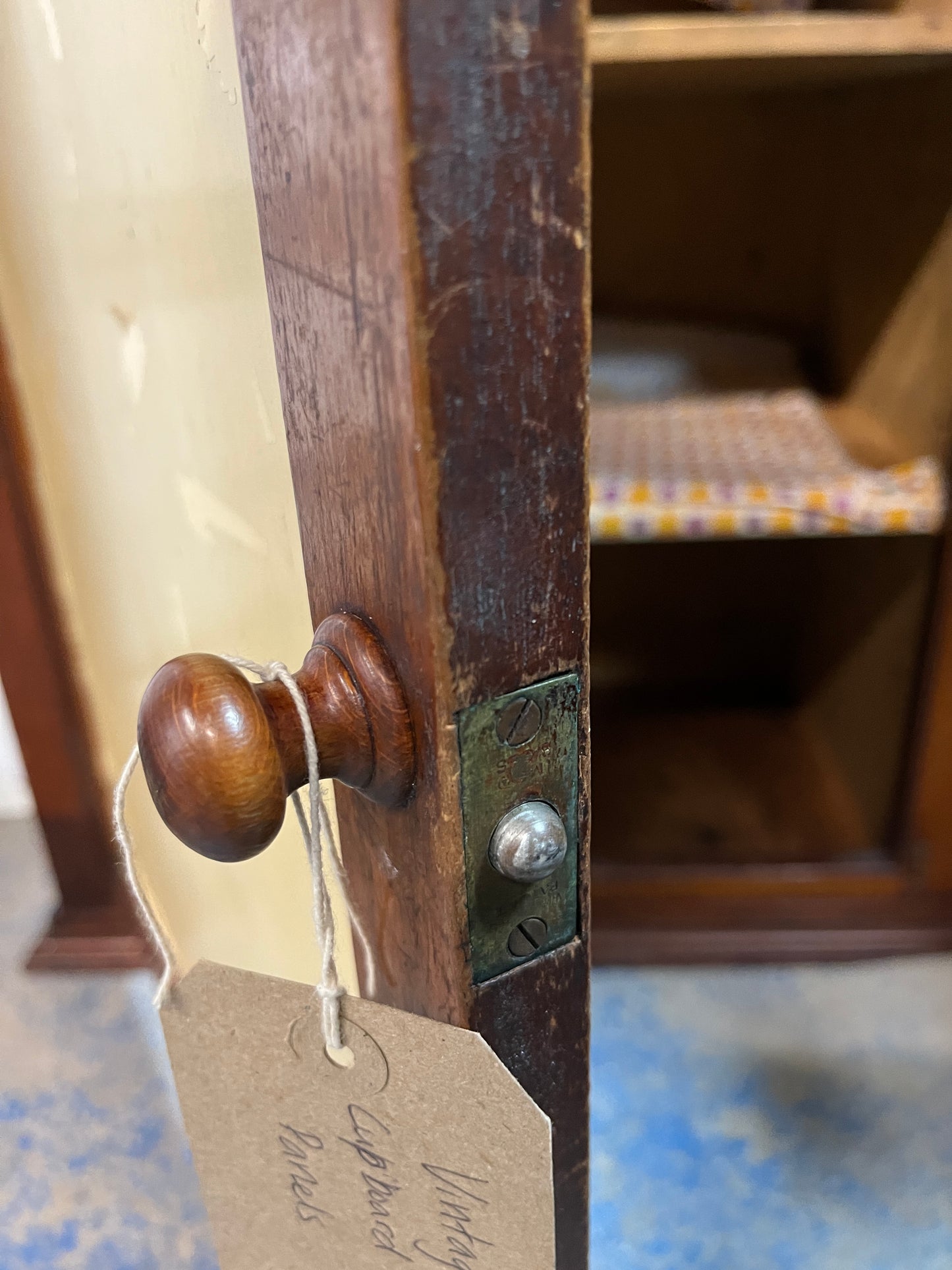 Vintage Wooden Cupboard with Yellow Panels