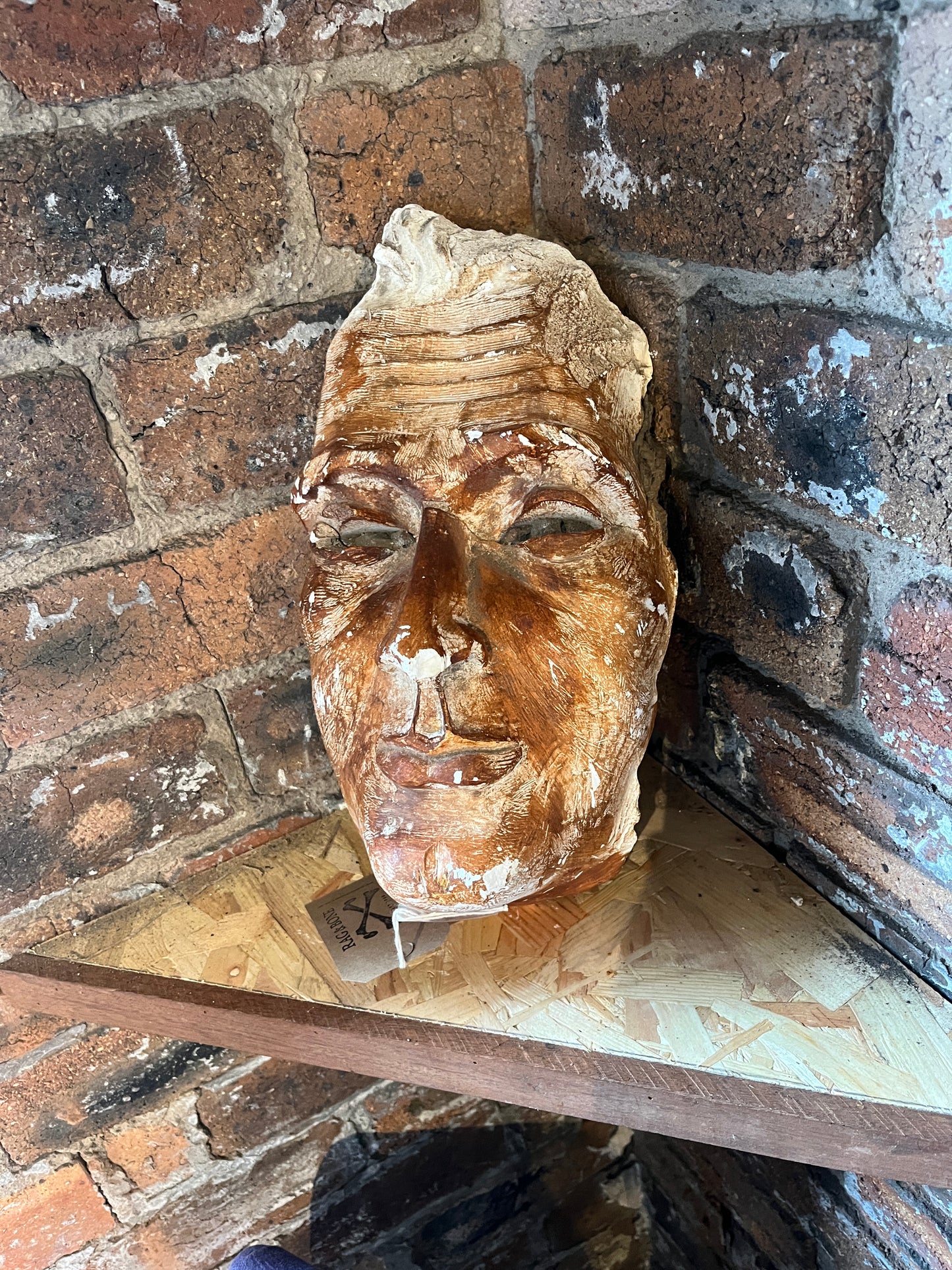 Antique Plaster Sculpture of "Unknown" Male Face from Paisley Theatre Which was Demolished in 1967