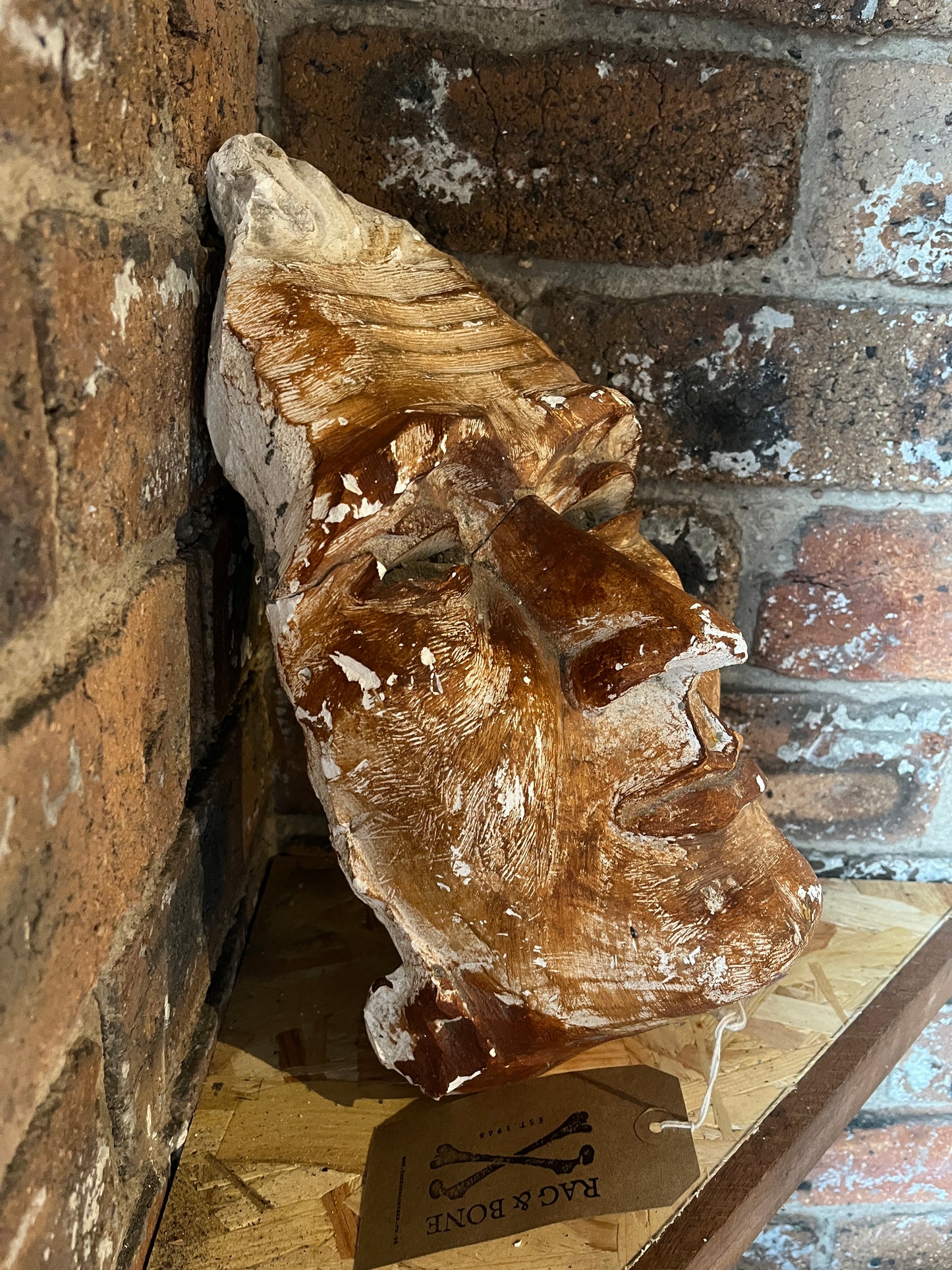 Antique Plaster Sculpture of "Unknown" Male Face from Paisley Theatre Which was Demolished in 1967