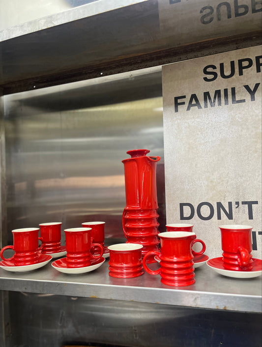 Carlton Ware Wellington Coffee Set in Red - Retro