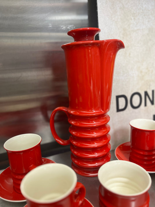 Carlton Ware Wellington Coffee Set in Red - Retro