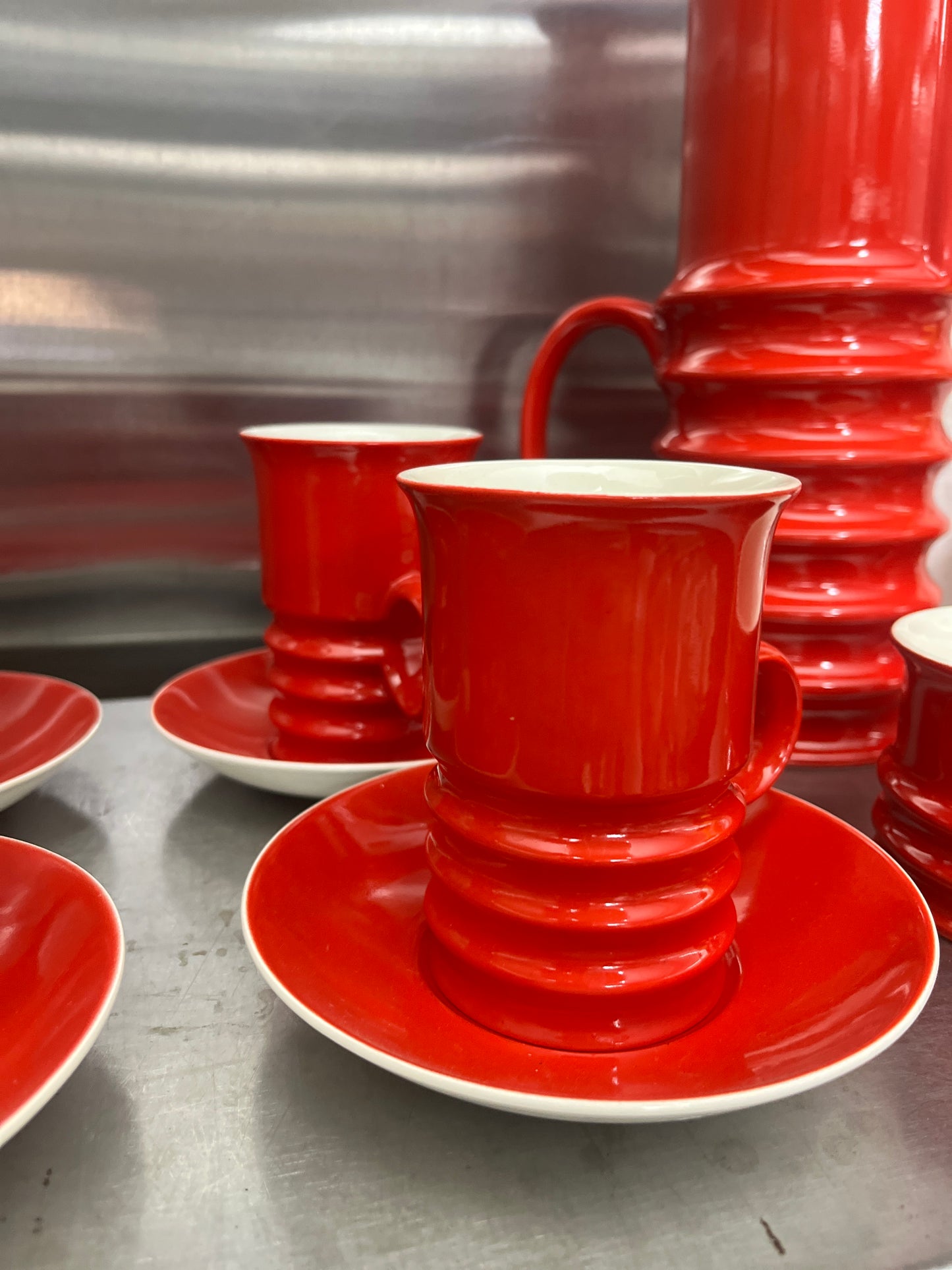 Carlton Ware Wellington Coffee Set in Red - Retro