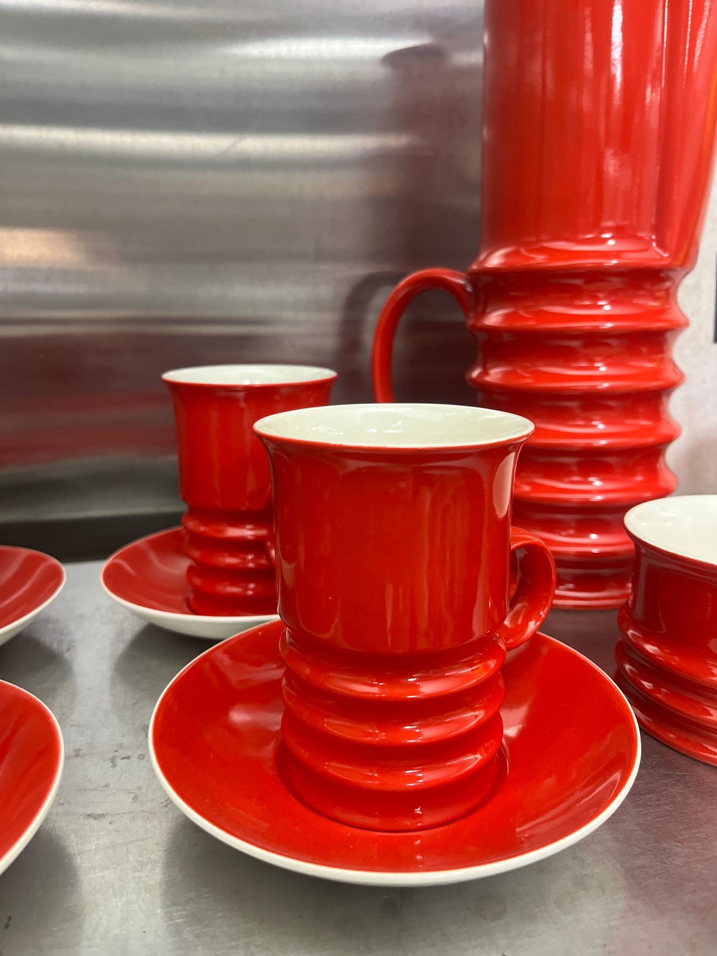 Carlton Ware Wellington Coffee Set in Red - Retro