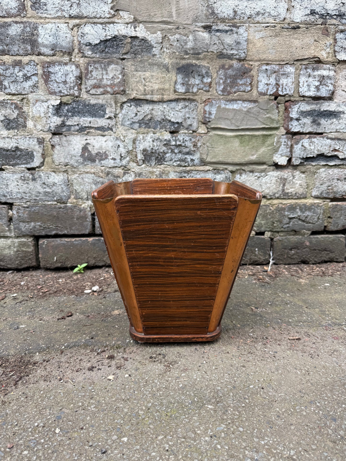 Emile - Jacques Ruhlmann Art Deco Wood and Copper Paper Basket
