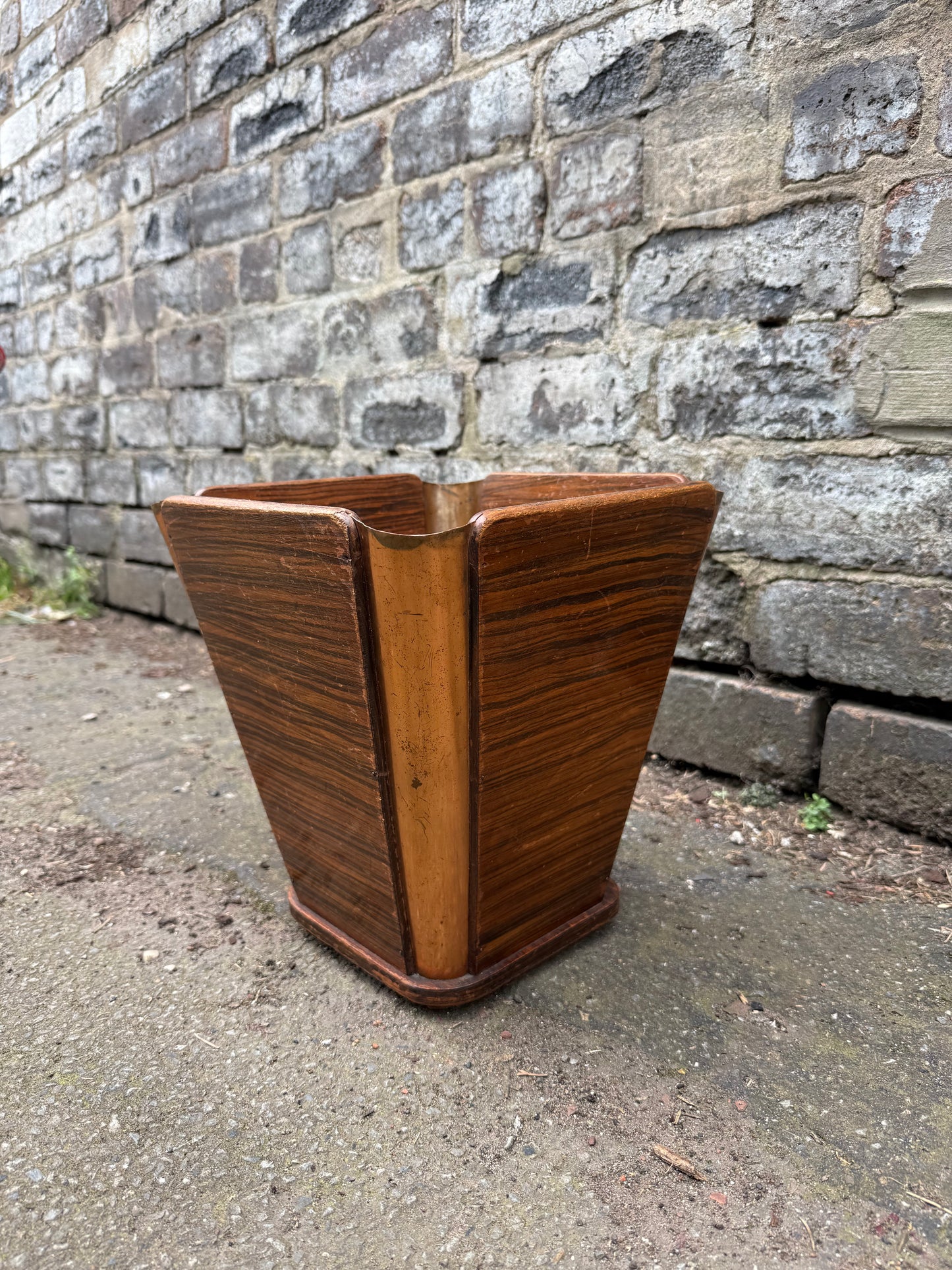 Emile - Jacques Ruhlmann Art Deco Wood and Copper Paper Basket