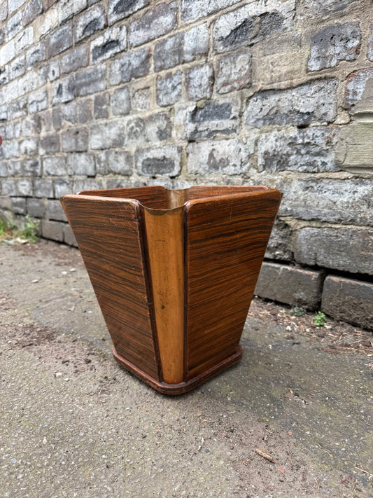 Emile - Jacques Ruhlmann Art Deco Wood and Copper Paper Basket