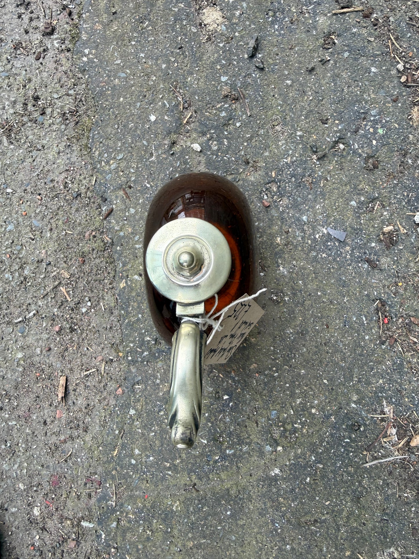 Silver Adorned Amber Flask 'Flagon'