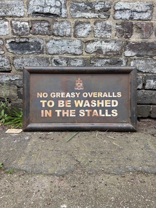 'No Greasy Overalls' Sign from Film/TV Set