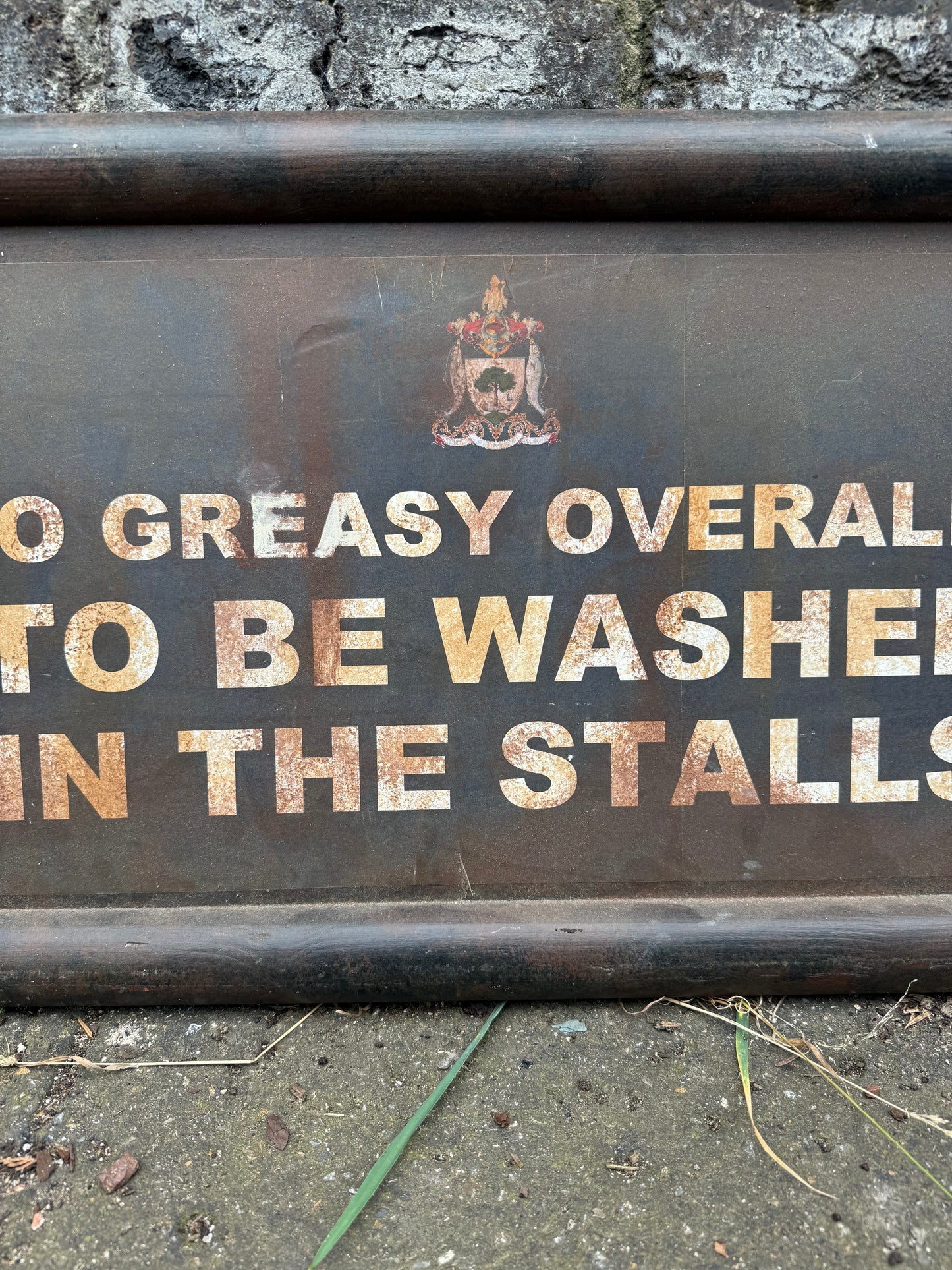 'No Greasy Overalls' Sign from Film/TV Set