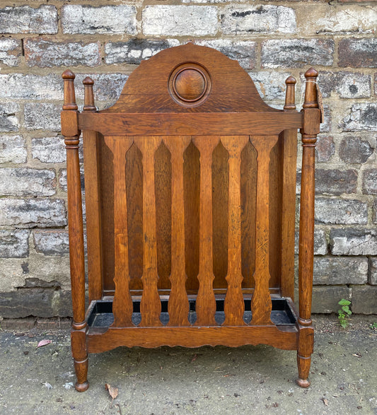 Handcrafted Oak Arts and Crafts Stick/Umbrella Stand
