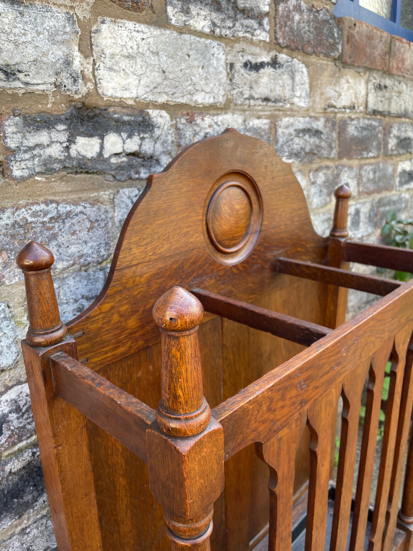 Handcrafted Oak Arts and Crafts Stick/Umbrella Stand