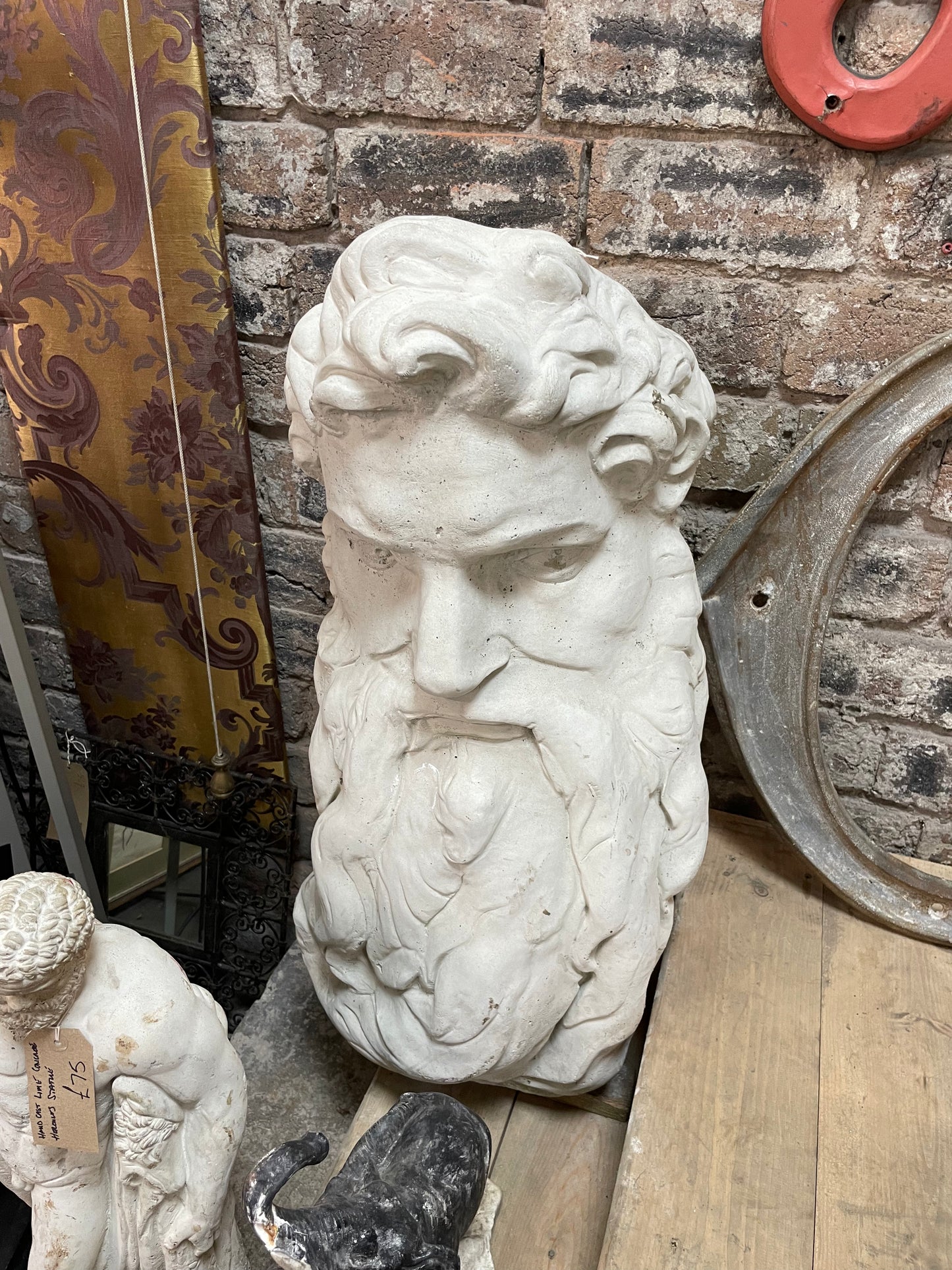 Large Lime Concrete Neptune Sculpture - Interior/Exterior Use