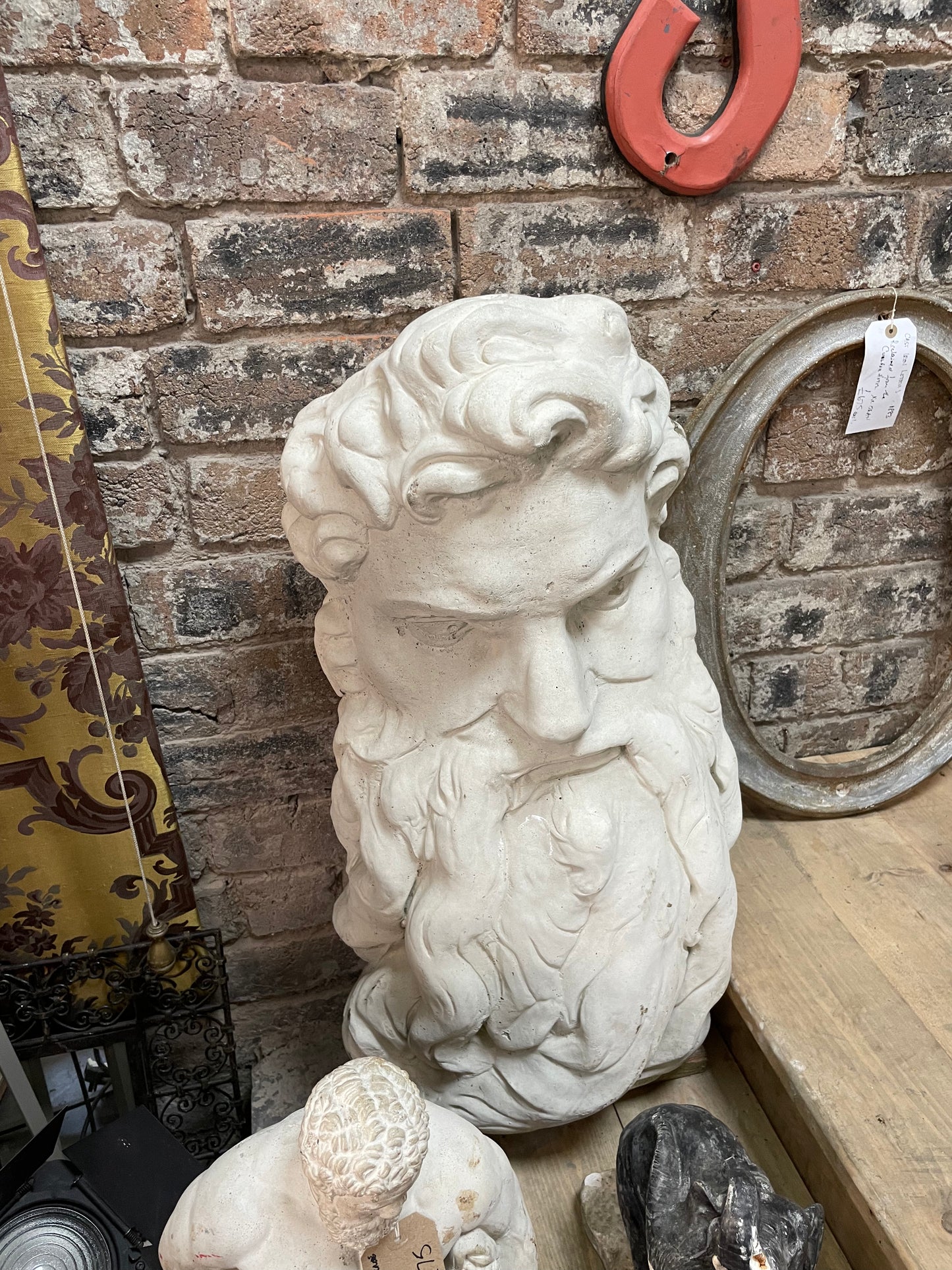 Large Lime Concrete Neptune Sculpture - Interior/Exterior Use