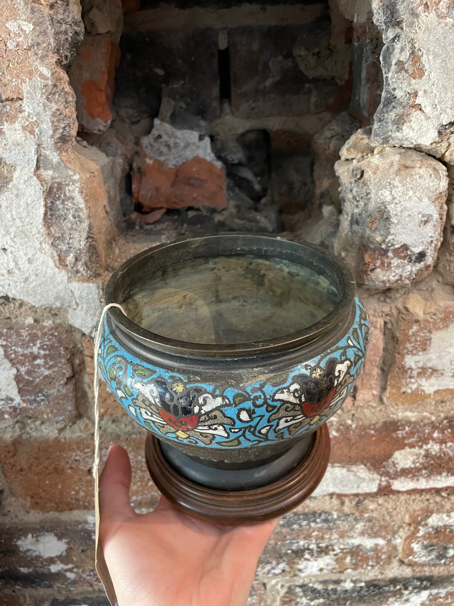 Antique Japanese Bronze Champlevé Vase