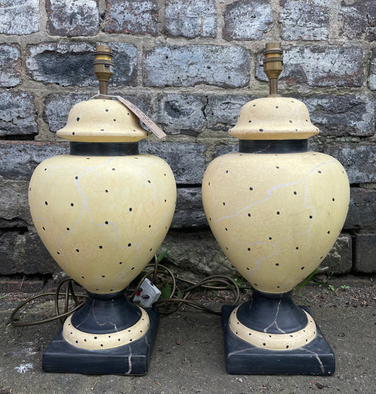 Pair of Hand Painted Vintage Polka Dot Lamps