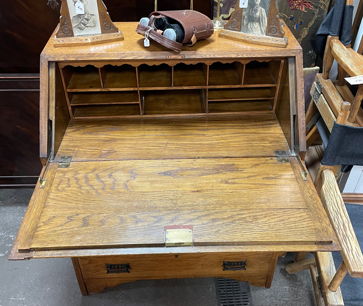 Edwardian Gentleman's Oak Bureau Desk with Fall Front