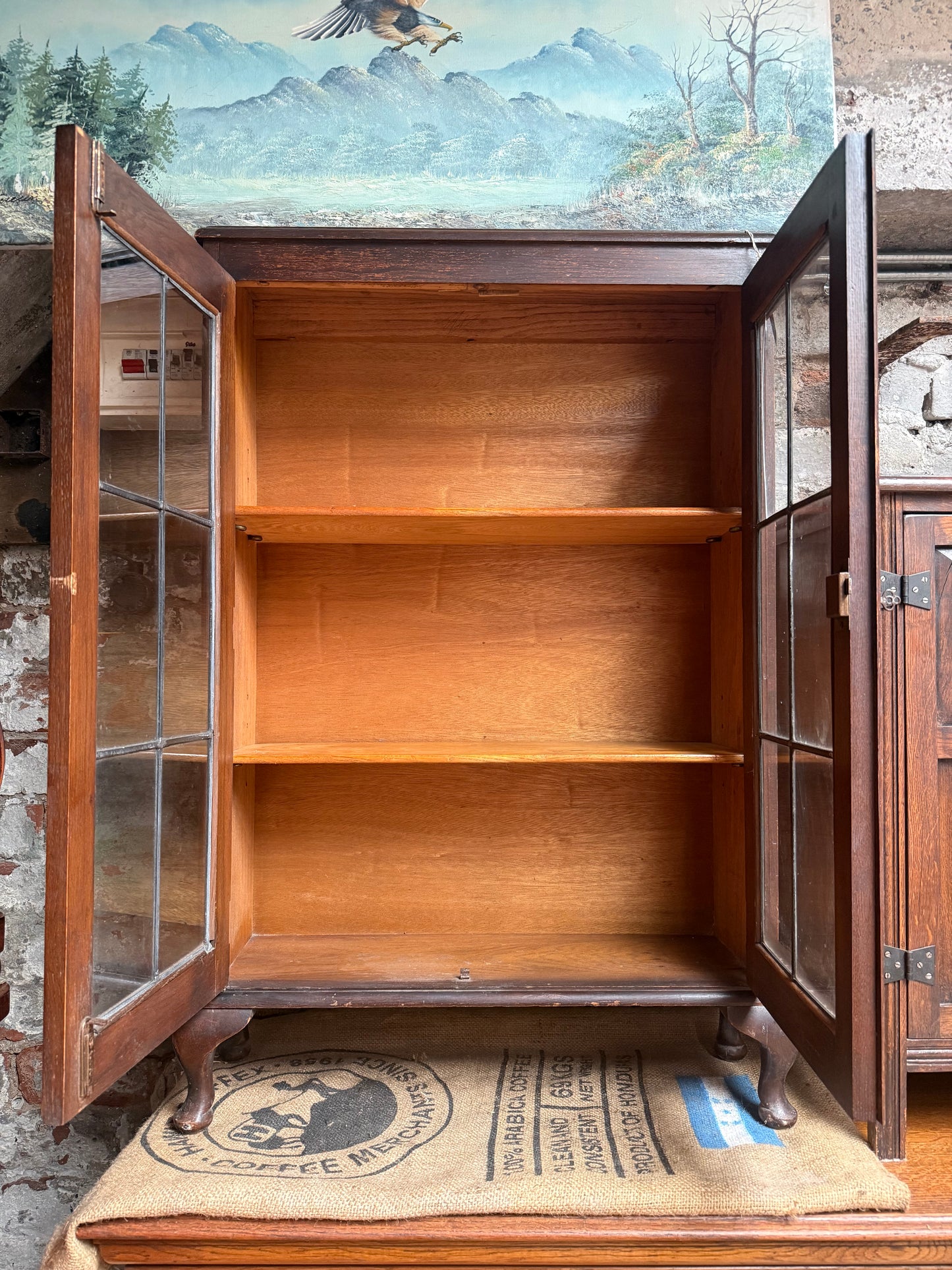 Arts and Crafts Oak Glazed Display Cabinet