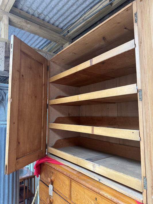 Victorian Stripped Pine Cupboard Top