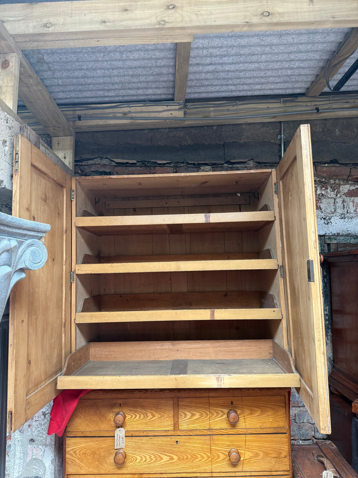 Victorian Stripped Pine Cupboard Top