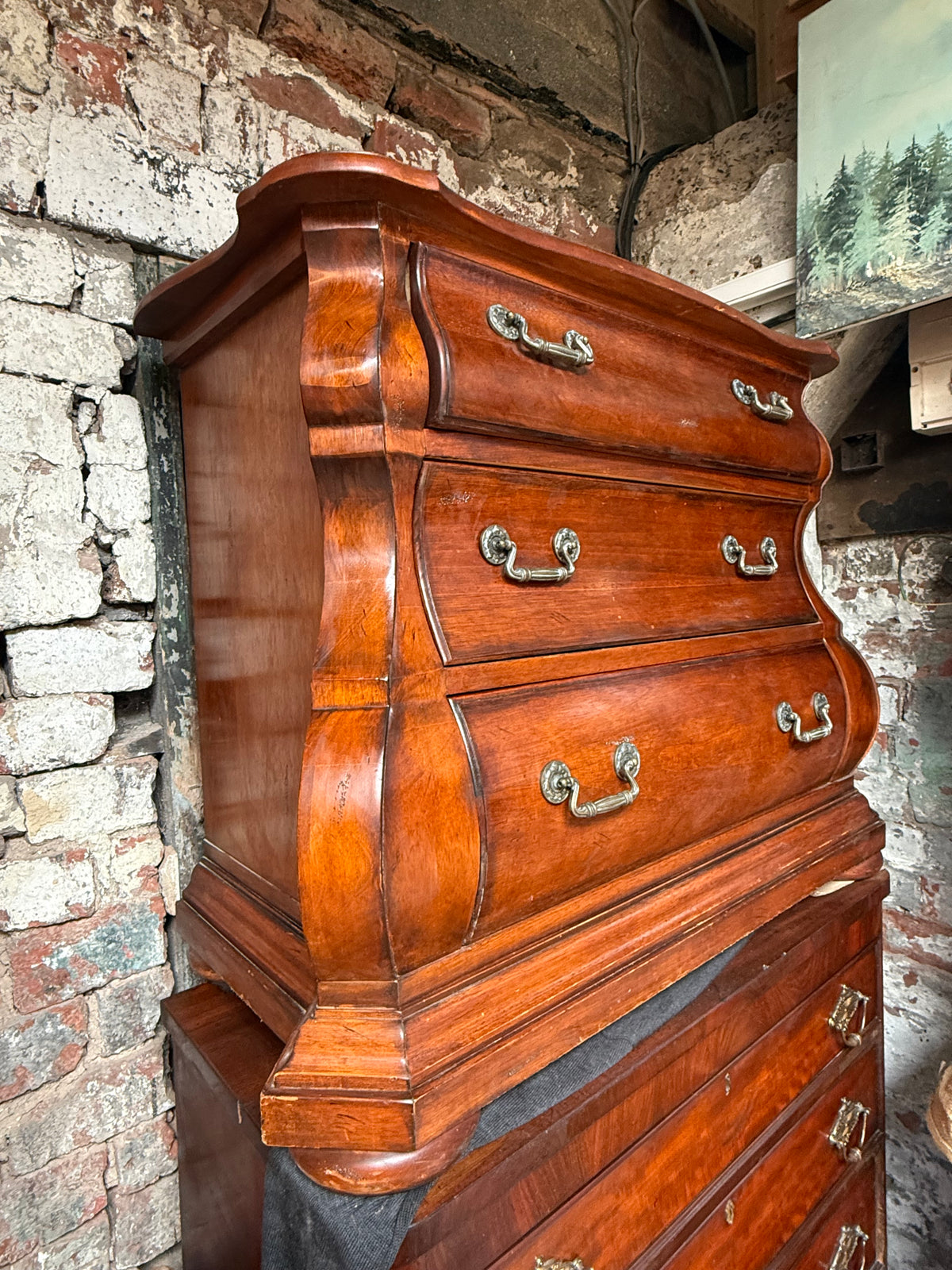 French / Dutch Three Drawer "Bombe" Style Chest of Drawers