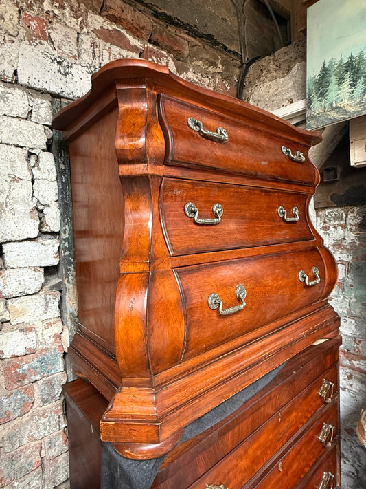 French / Dutch Three Drawer "Bombe" Style Chest of Drawers