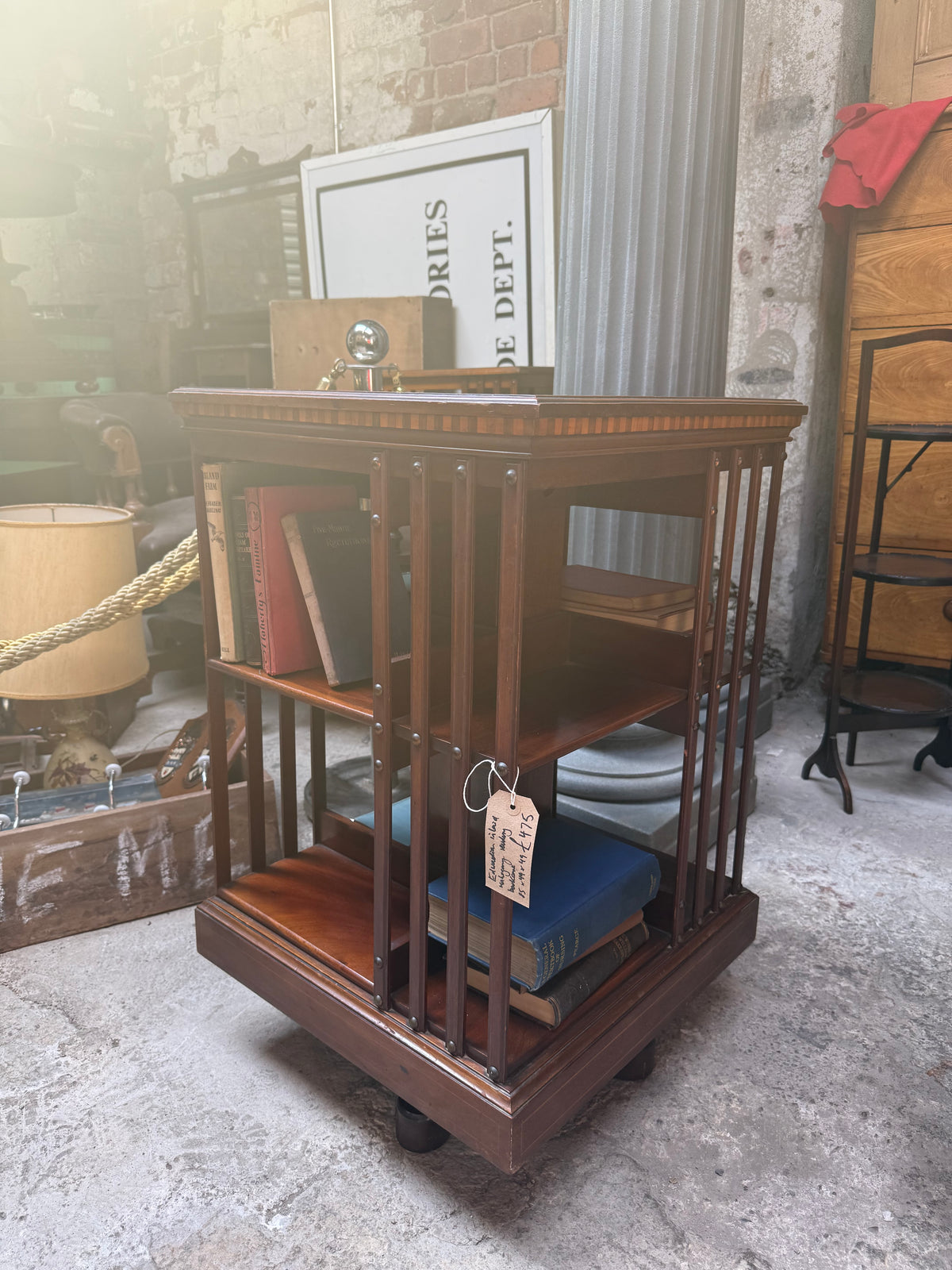 Edwardian Inlaid Mahogany Revolving Bookcase