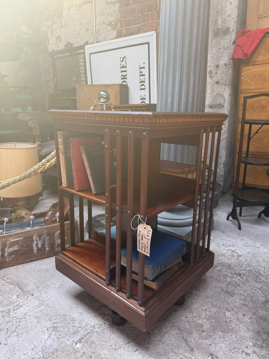 Edwardian Inlaid Mahogany Revolving Bookcase