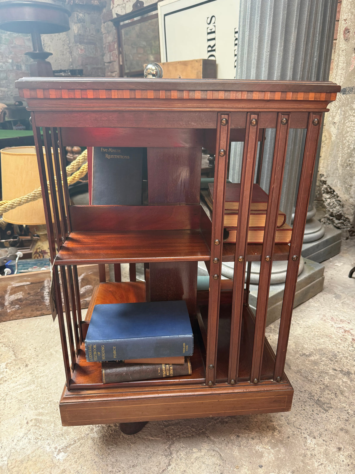 Edwardian Inlaid Mahogany Revolving Bookcase