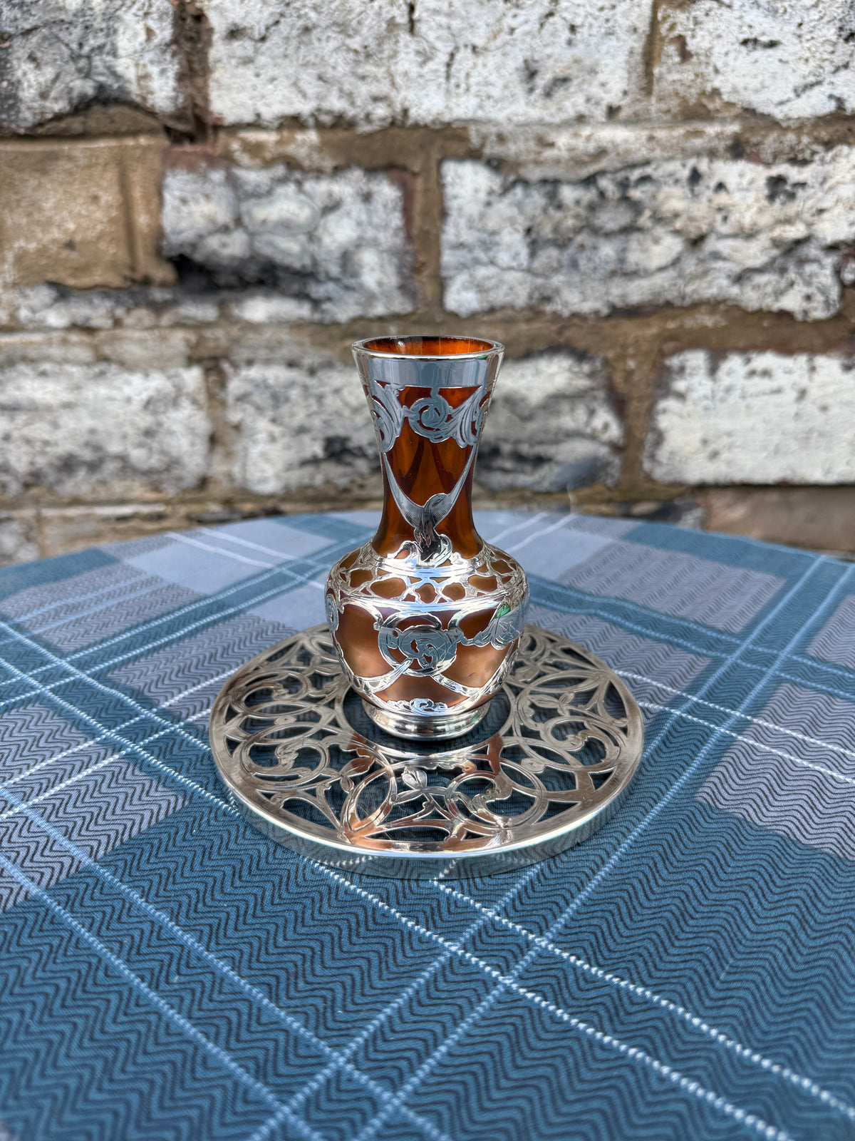 Alvin & Co Art Nouveau Bud Vase with Silver Overlay