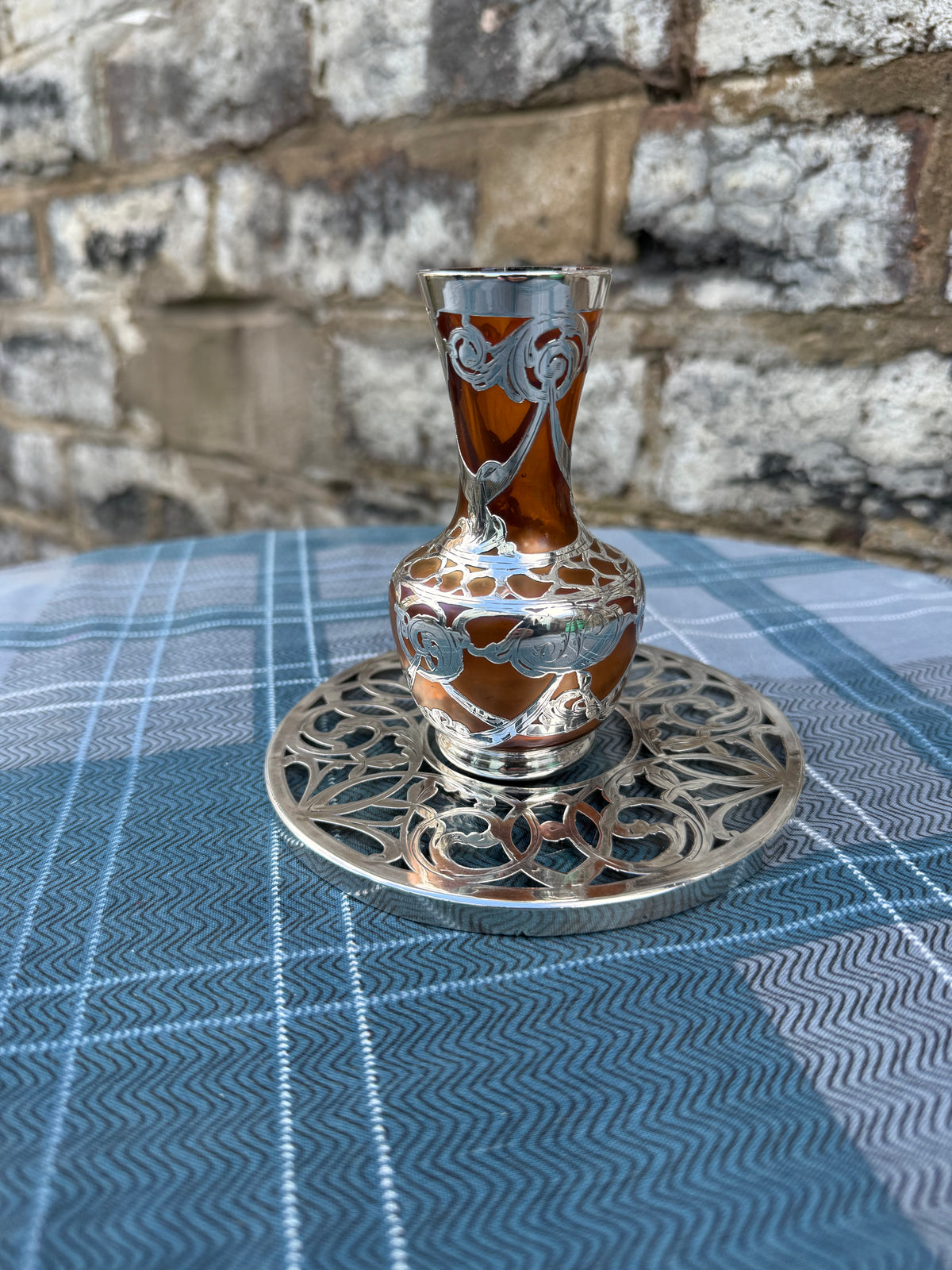 Alvin & Co Art Nouveau Bud Vase with Silver Overlay