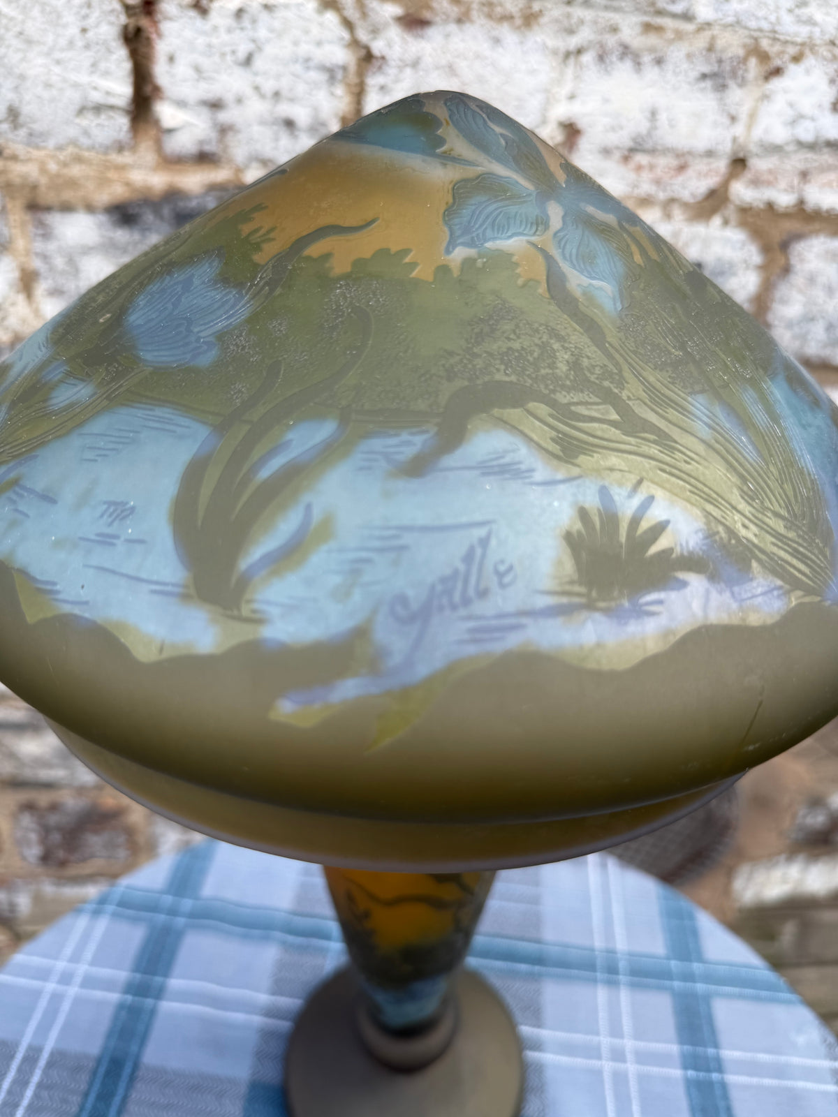 Emile Galle Acid Etched Glass Lamp and Shade (1846 -1904)