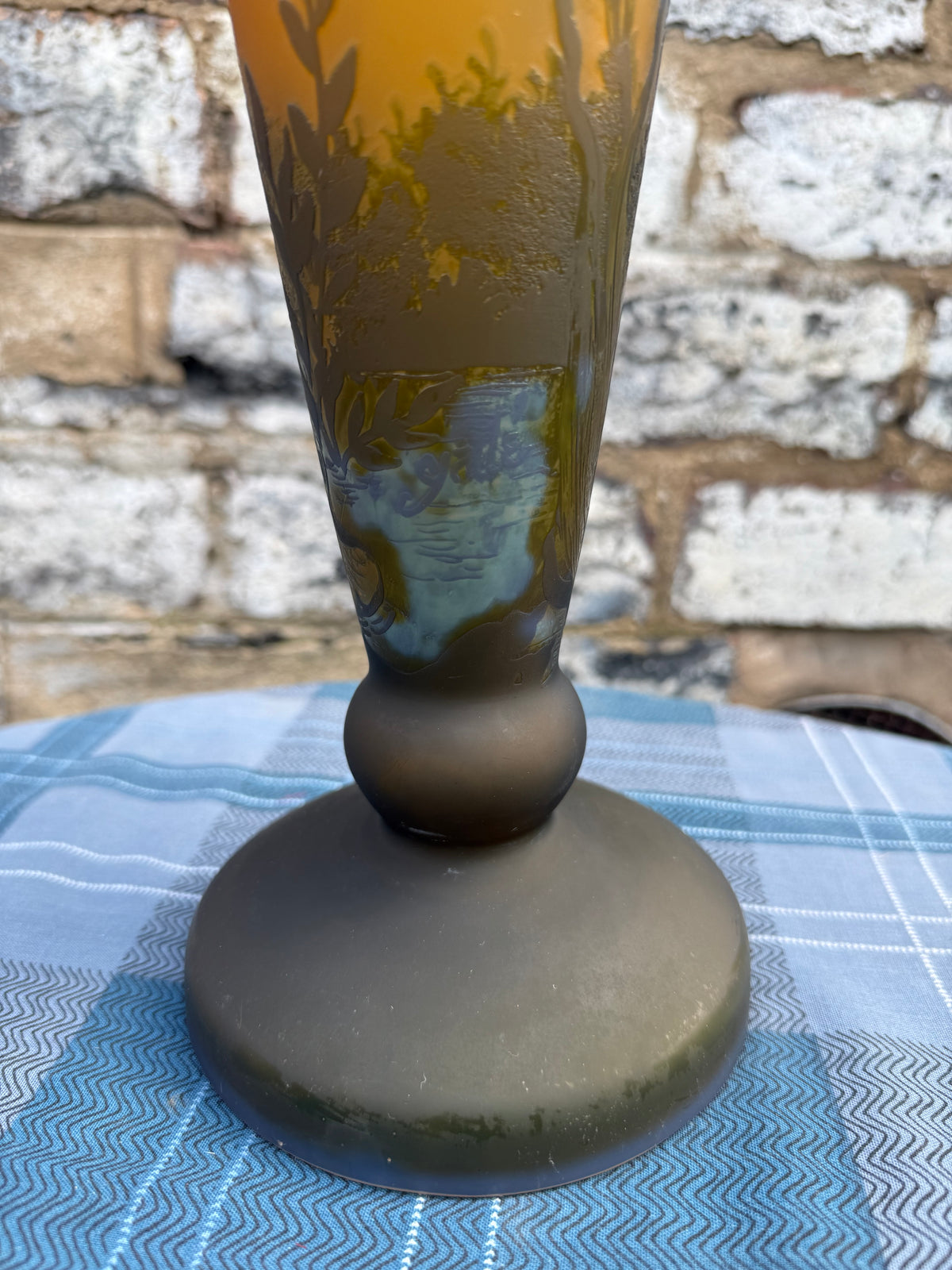 Emile Galle Acid Etched Glass Lamp and Shade (1846 -1904)