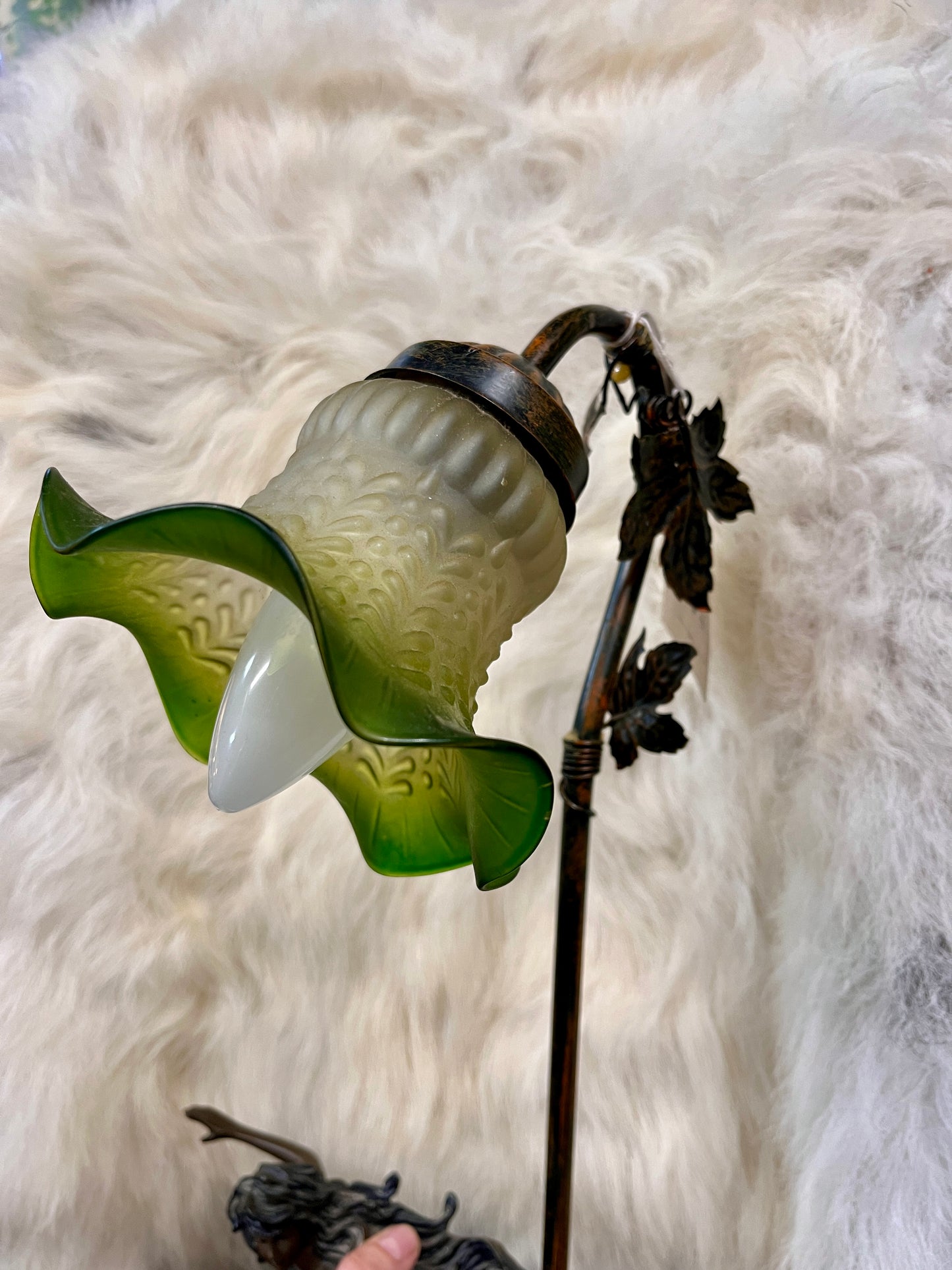 Vintage Mermaid Swimming with dolphins bronze lamp