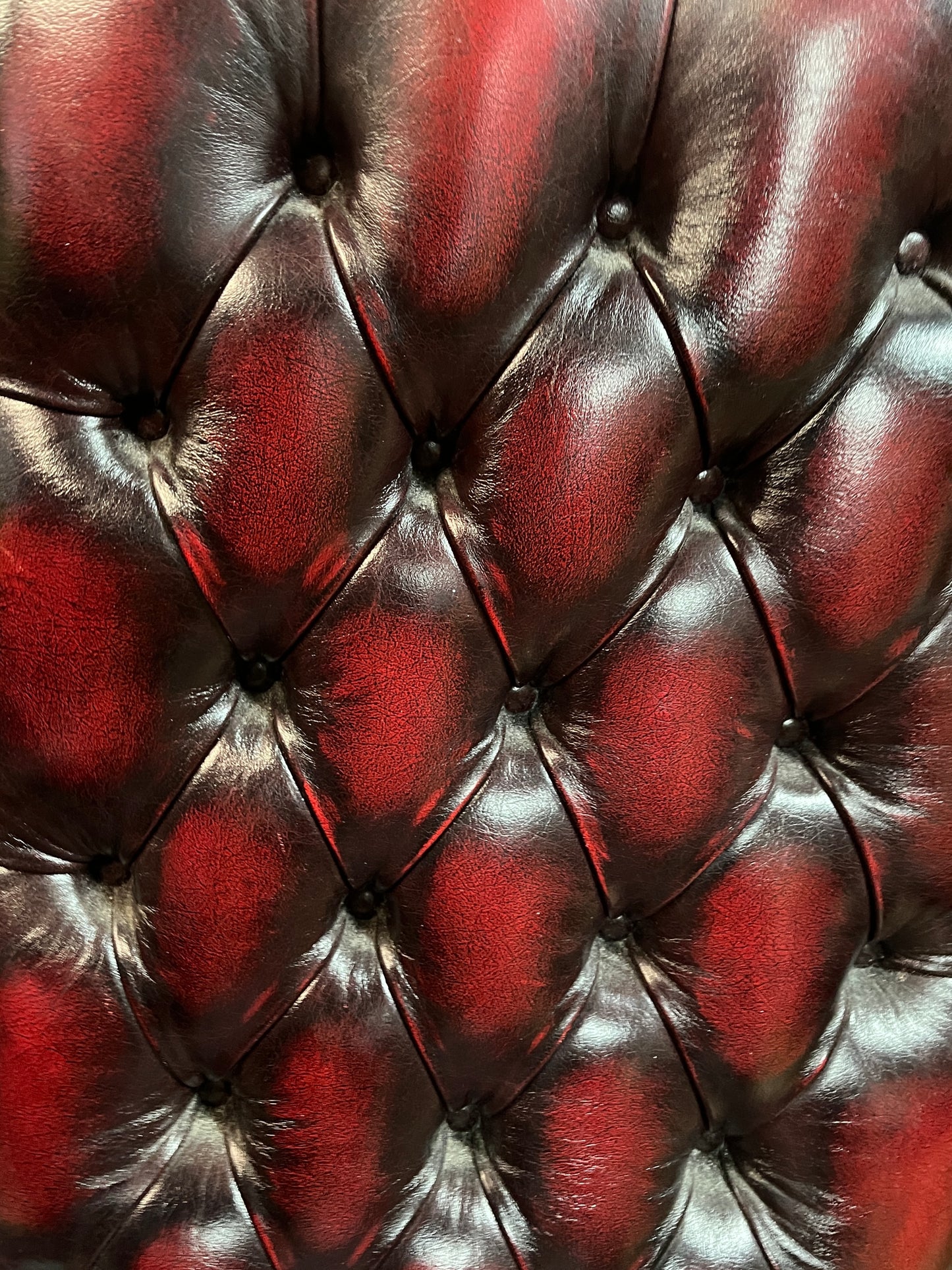 Burgundy Red Leather Chesterfield Slipper Armchair with button back