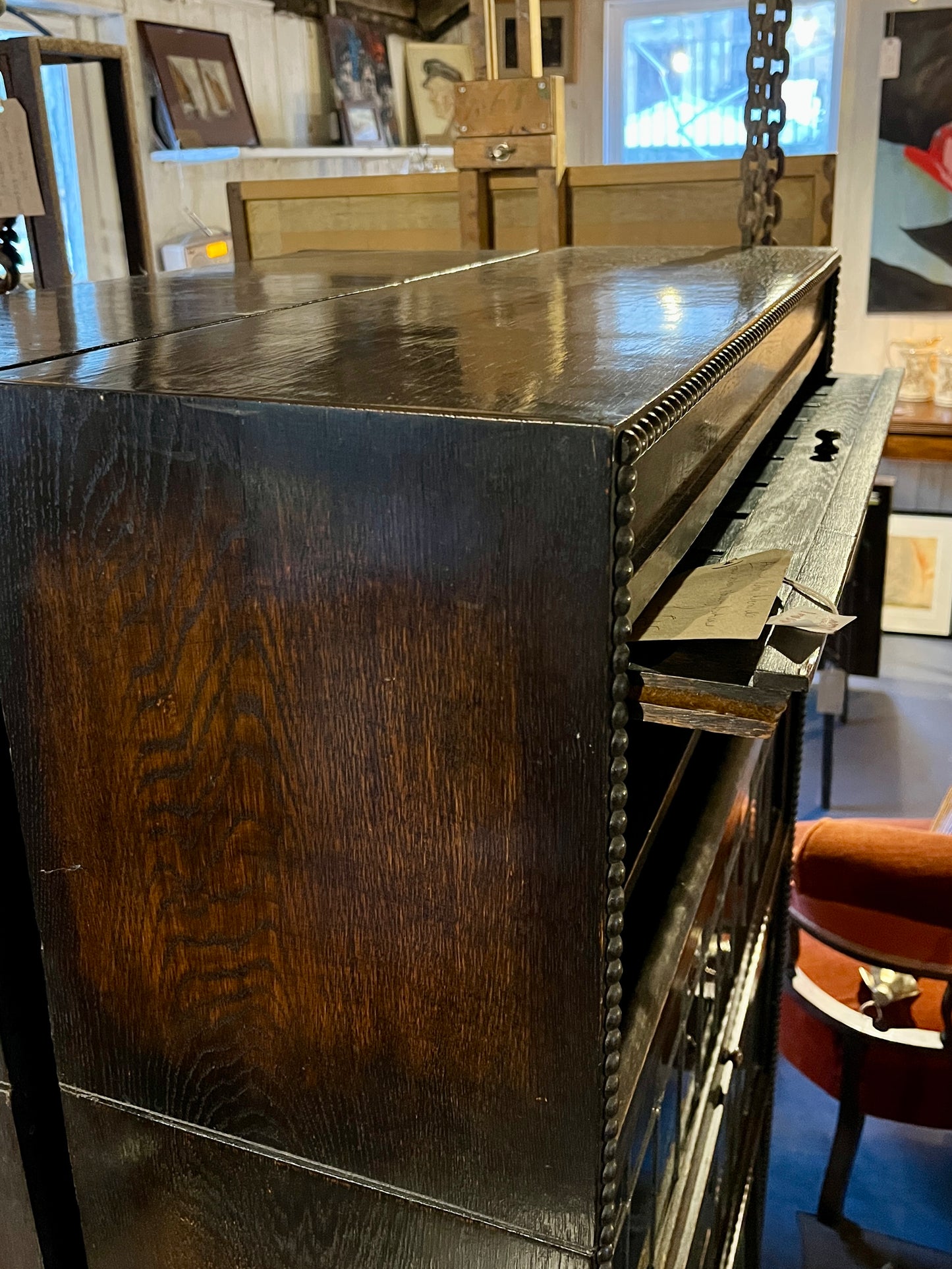 Handsome Antique Globe Wernicke Four Section Stacking Bookcase with leaded glass