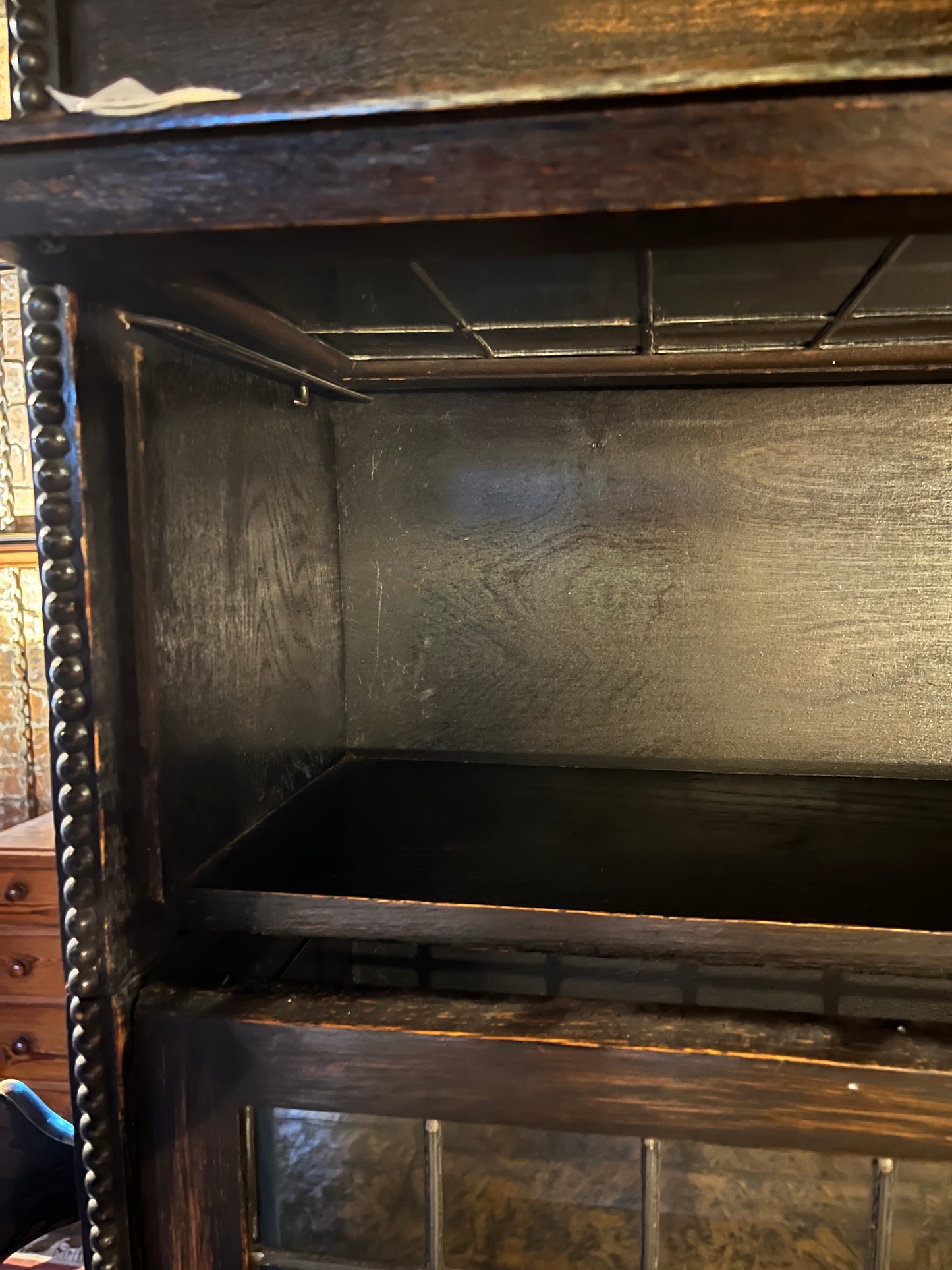 Handsome Antique Globe Wernicke Four Section Stacking Bookcase with leaded glass