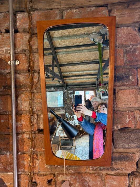 Mid Century Teak Wall Mirror - Danish Made Circa 1960s-70s