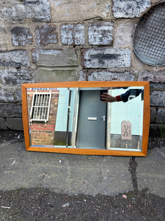 Mid Century Teak Wall Mirror - Danish Made Circa 1960s-70s
