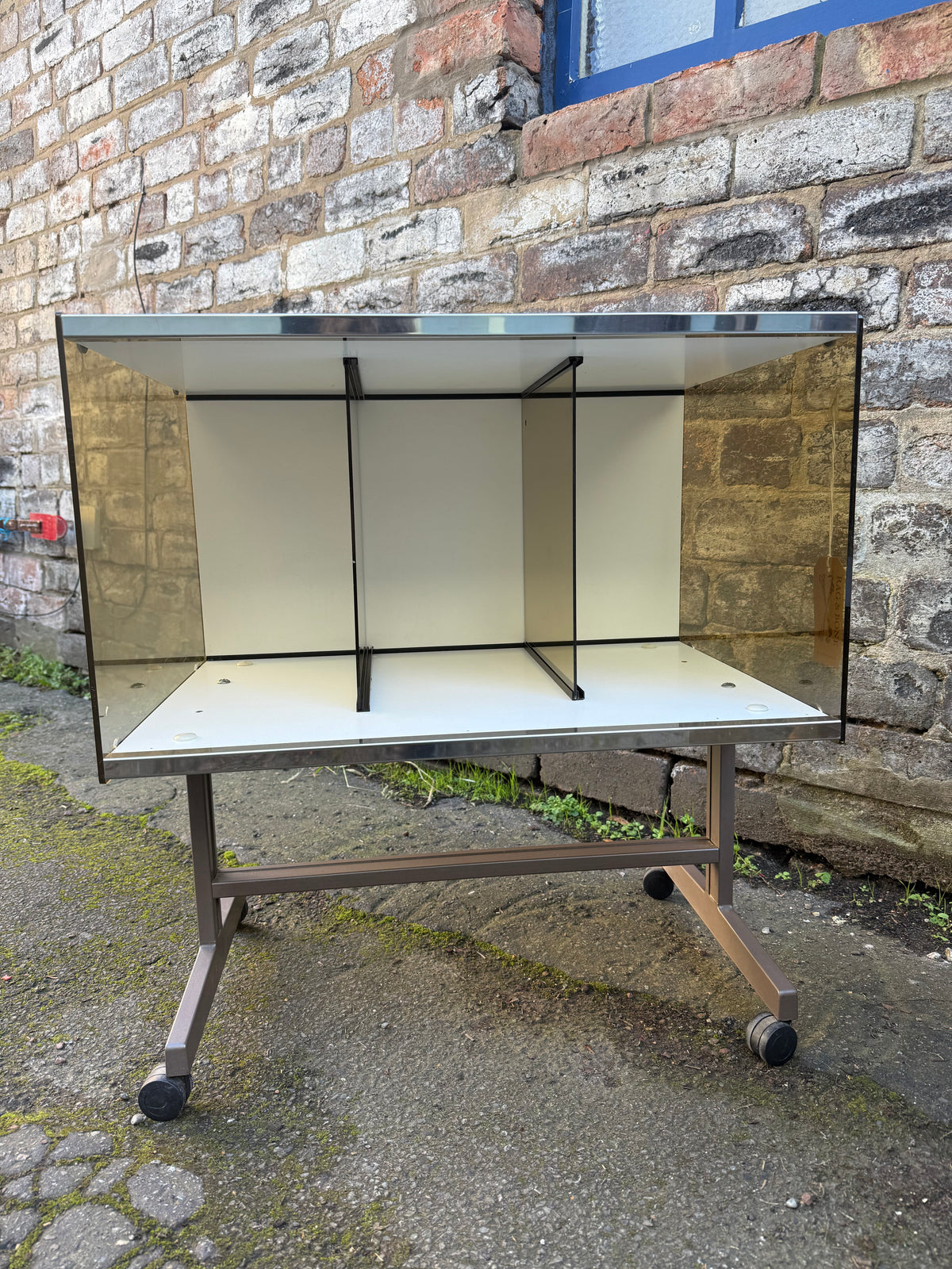 Mid Century Modular Vinyl Storage with Smoked Perspex Panels and Dividers