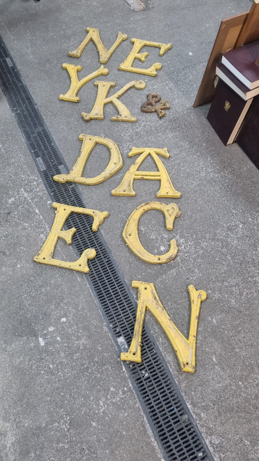 Vintage Cast Iron Yellow Letters