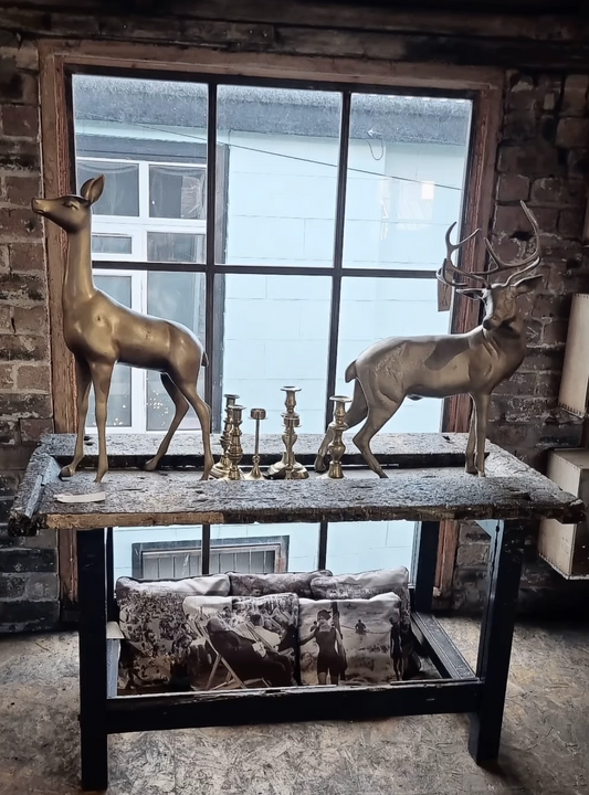 Elegant Gilt Stag & Doe