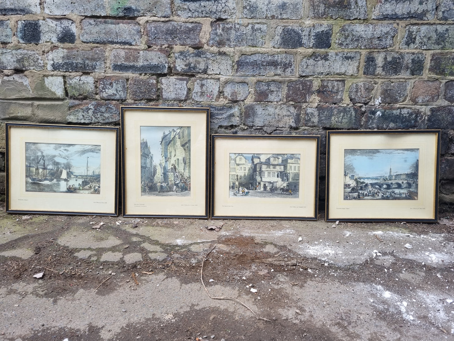 Four Framed Antique Prints of Glasgow & Edinburgh