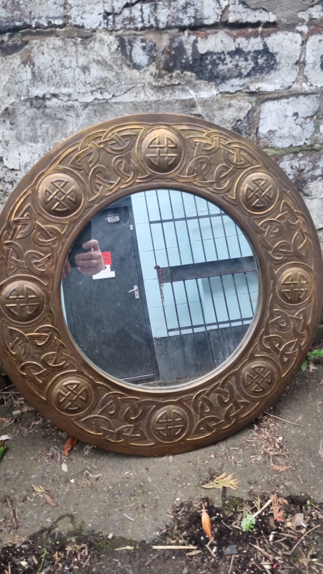 Brass Mirror with Celtic/Iona Knotwork