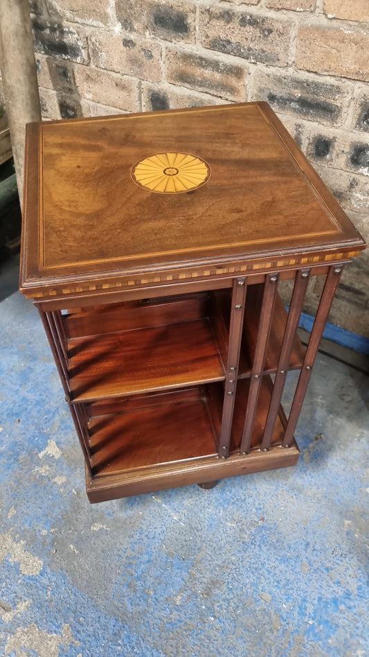 Edwardian Inlaid Mahogany Revolving Bookcase