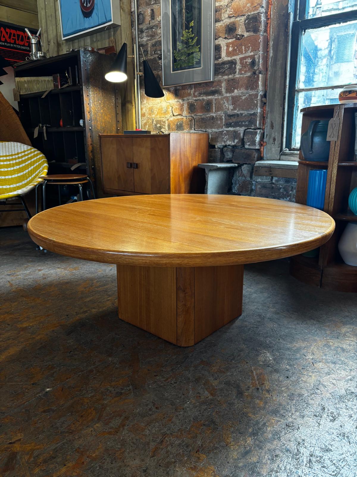 Circular Jenson Frokjaeras Esbjerg Denmark Teak Floating Coffee Table