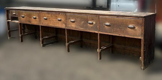 Long Antique Countertop made of Softly Aged Wood
